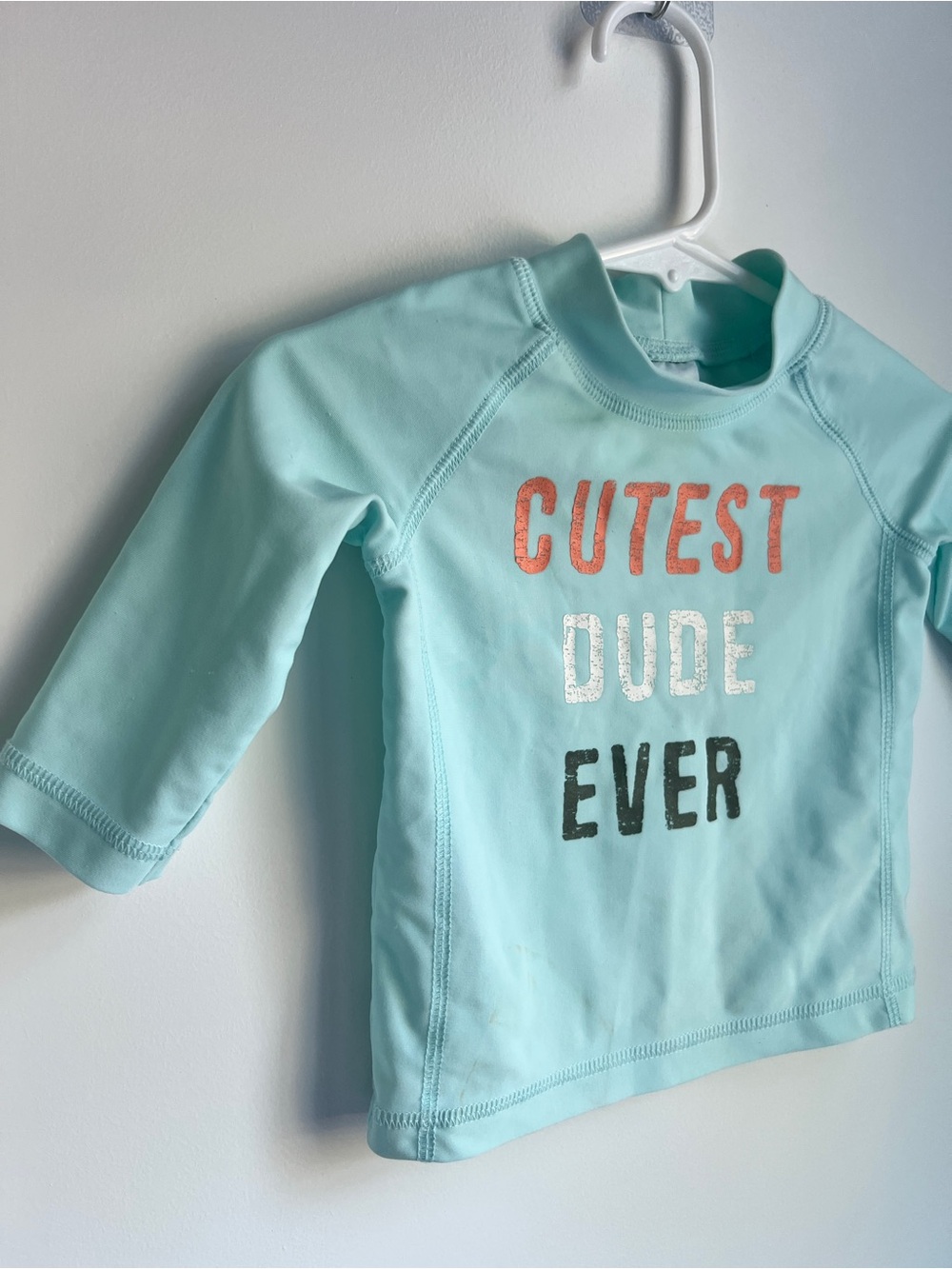 Carter’s “Cutest Dude Ever” Rash Guard Swim Shirt | 3M - Picture 2 of 5